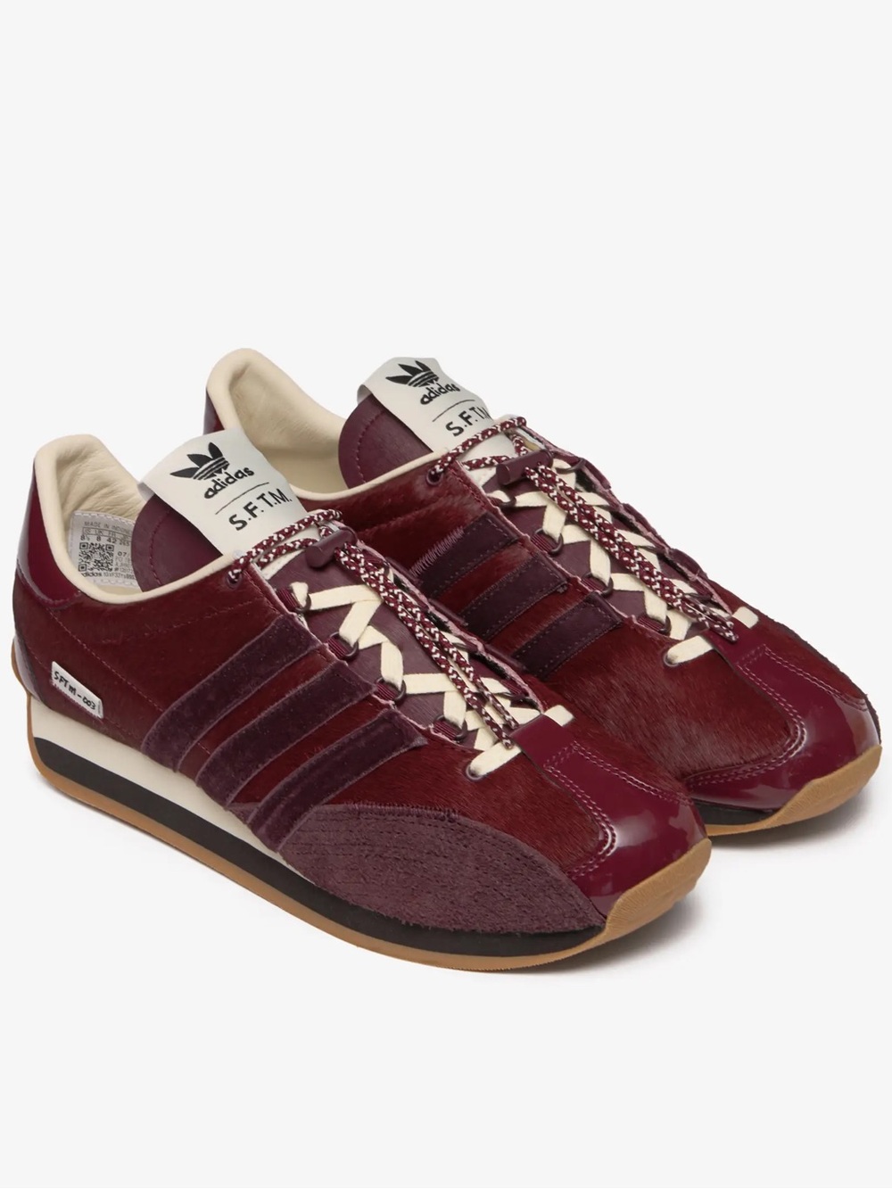 adidas Men’s Burgundy and Cream S.F.T.M. Retro Runner Sneakers